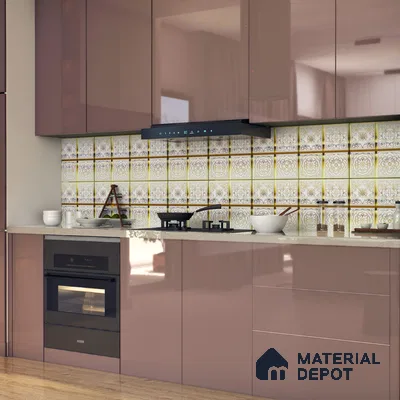 Metallic Wall Tile TL 07235 C Golden Ivory 1 ft x 1 ft Ceramic Matte Finish - 9 mm  | 2 mm Spacer is Mandatory | Suitable For Bathroom, Kitchen, Dining Area | Please Expect a Slight Variation of Pattern (Sample)